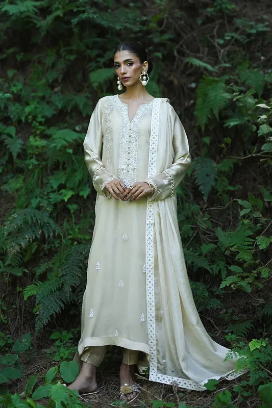Hue Pret Farasha Luxury Pret Ivory Organza – view 1 – Poshaq