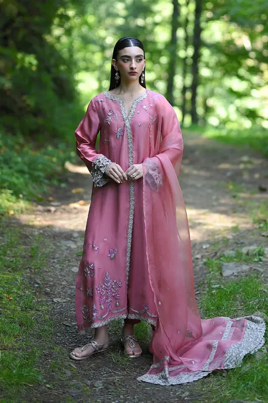 Hue Pret Farasha Luxury Pret Candy Pink Organza – view 1 – Poshaq
