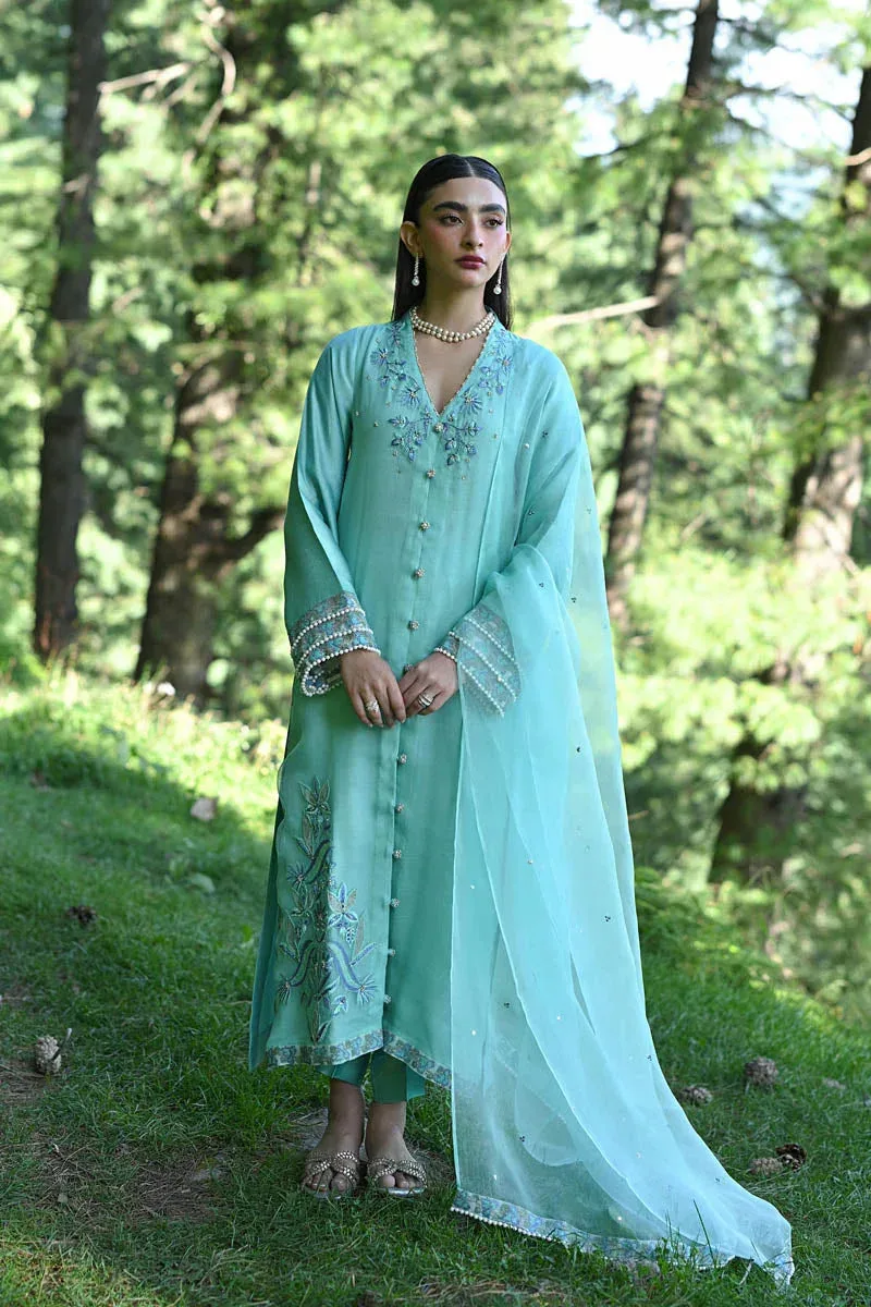 Hue Pret Farasha Luxury Pret Light Ferozi Organza – view 4 – Poshaq