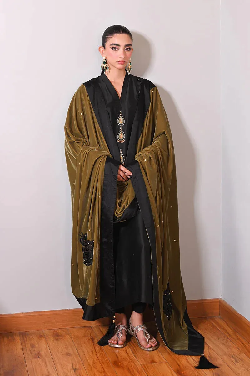 Hue Pret Farasha Luxury Winter Black Velvet – view 2 – Poshaq