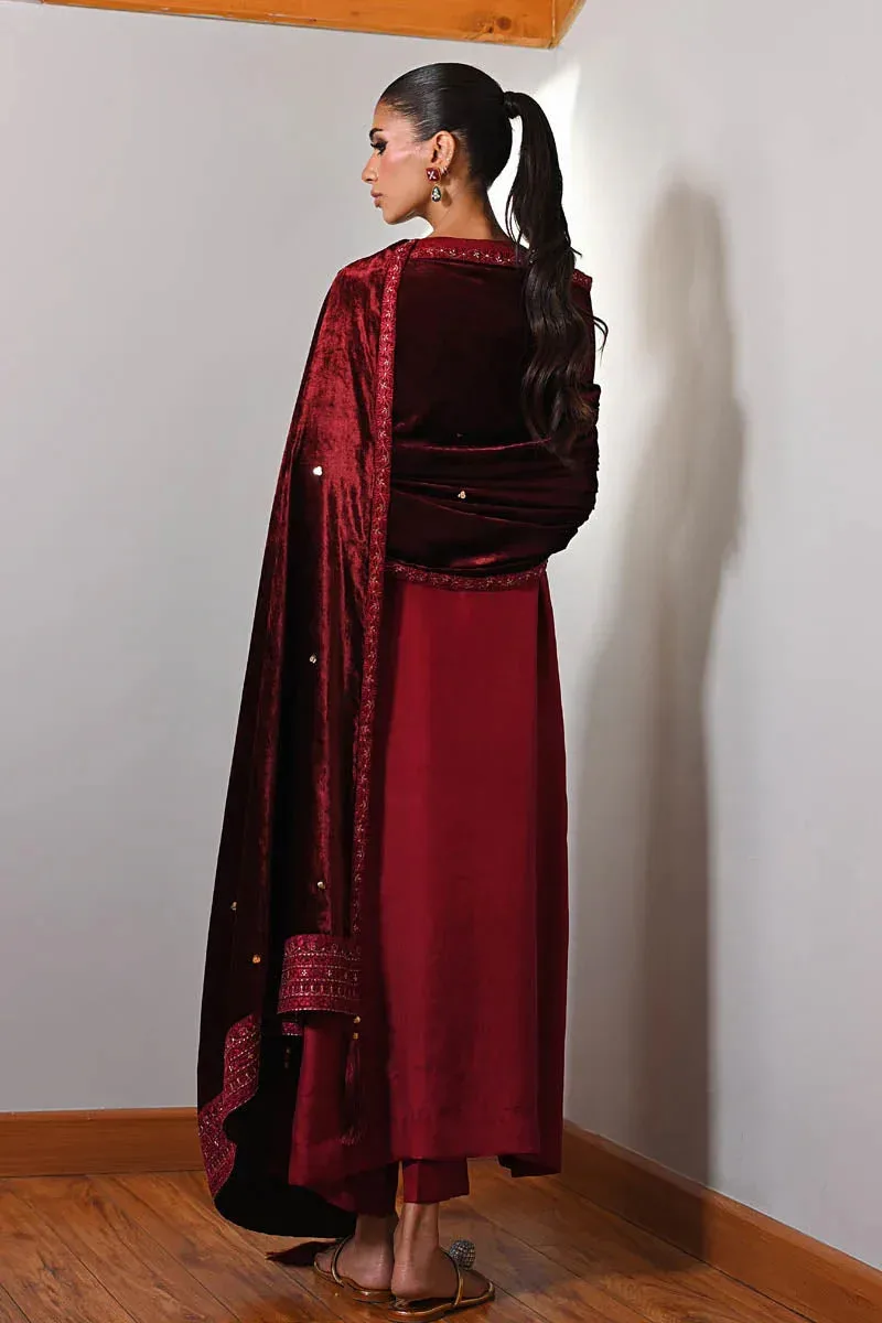 Hue Pret Farasha Luxury Winter Crimson Velvet – view 2 – Poshaq
