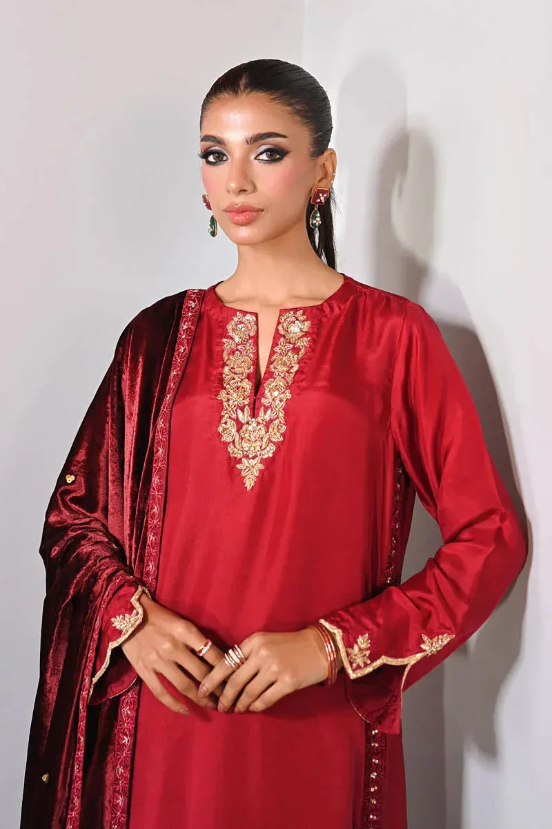 Hue Pret Farasha Luxury Winter Crimson Velvet – view 3 – Poshaq