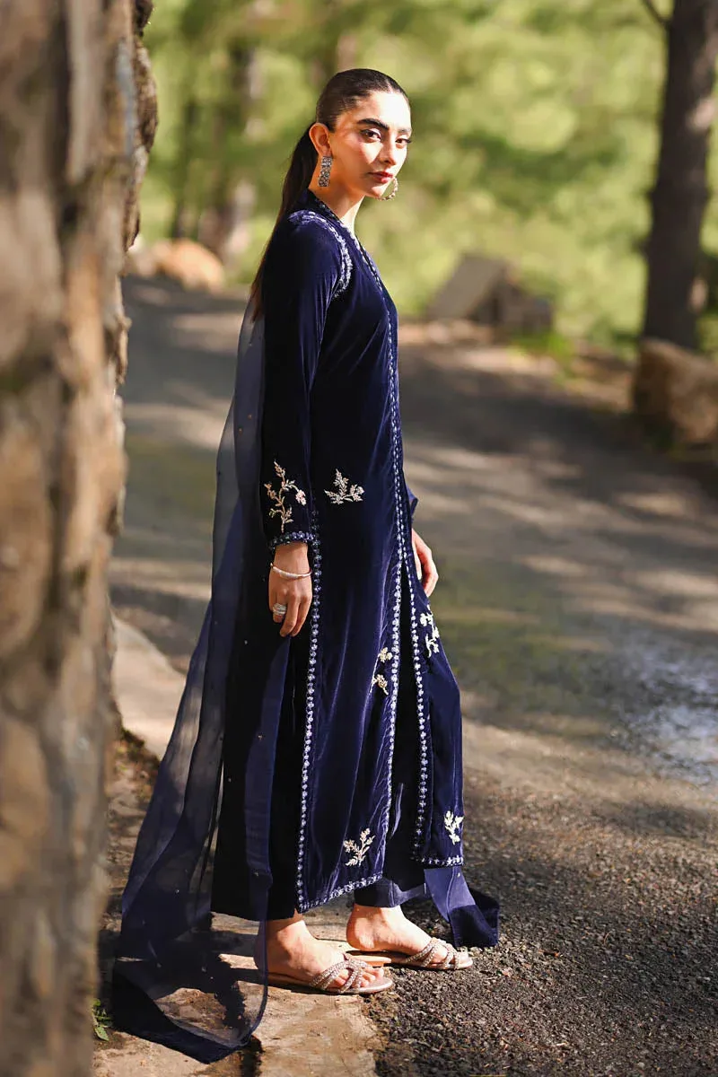 Hue Pret Farasha Luxury Winter Navy Blue Organza – view 4 – Poshaq