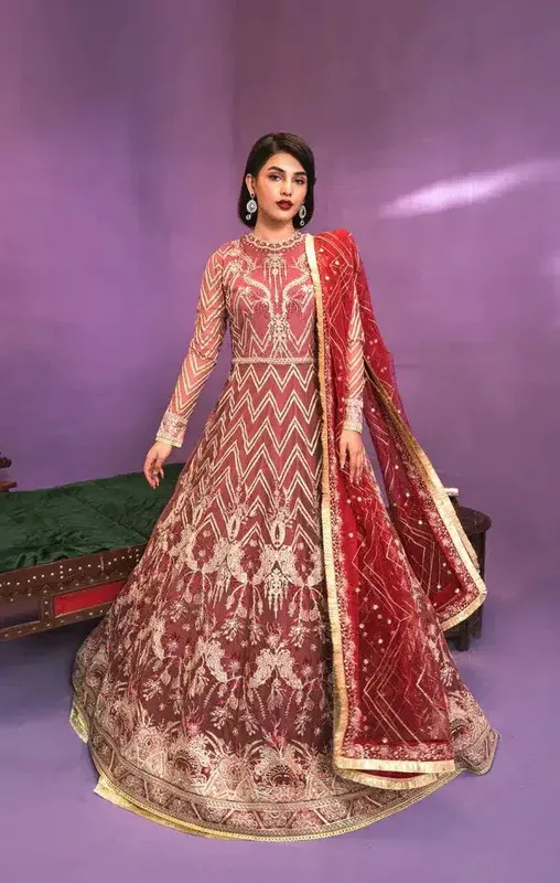 Gisele Zarish Festive Collection 23 Red Raw Silk – view 1 – Poshaq