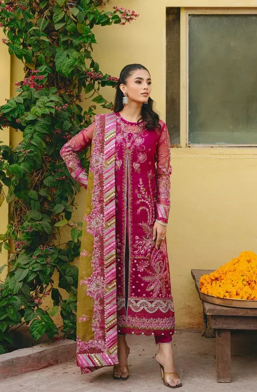 Gisele Din Shagna Da Pink Raw Silk – view 1 – Poshaq