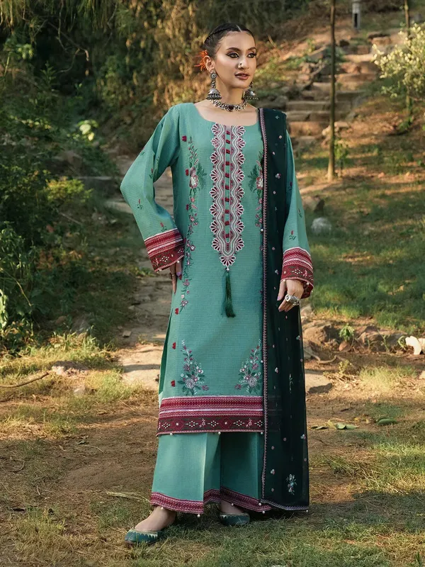 Hemstitch The Garden Lawn Sea Green Chiffon – view 1 – Poshaq