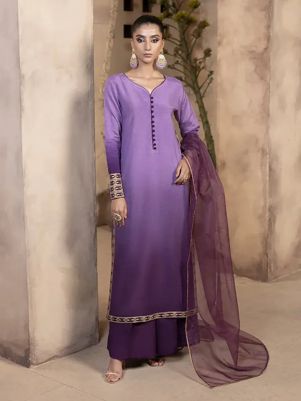 Hemstitch Raw Silk Edit 25 Purple Gray Raw Silk – view 1 – Poshaq
