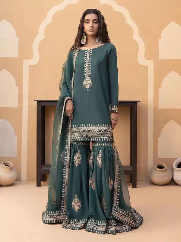 Hemstitch Raw Silk Edit 25 Teal Green Raw Silk – view 1 – Poshaq