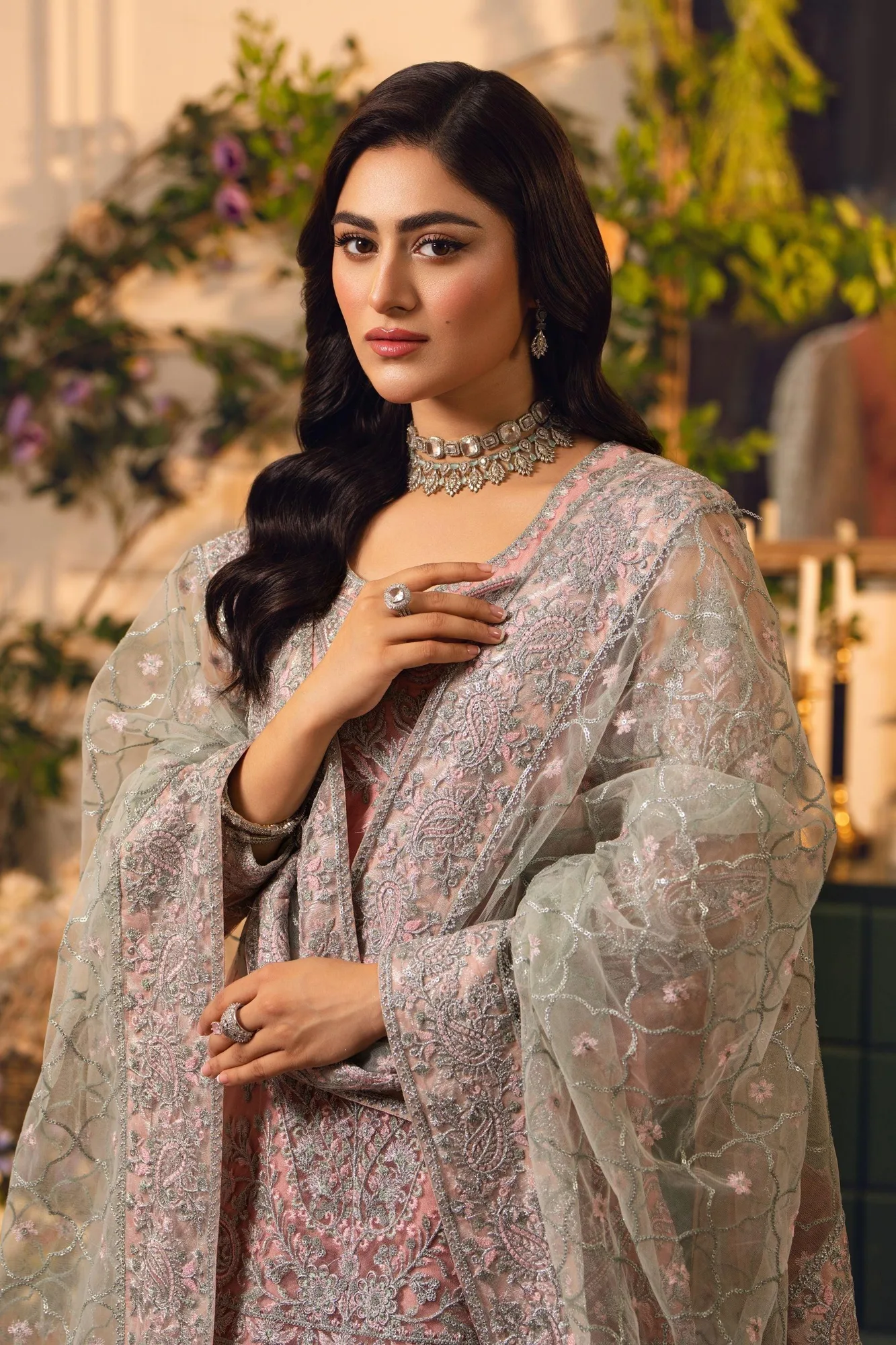 Hemstitch Festive Edition 24 Baby Pink Raw Silk – view 6 – Poshaq