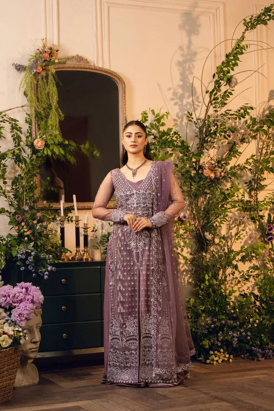 Hemstitch Festive Edition 24 Plum Raw Silk – view 1 – Poshaq