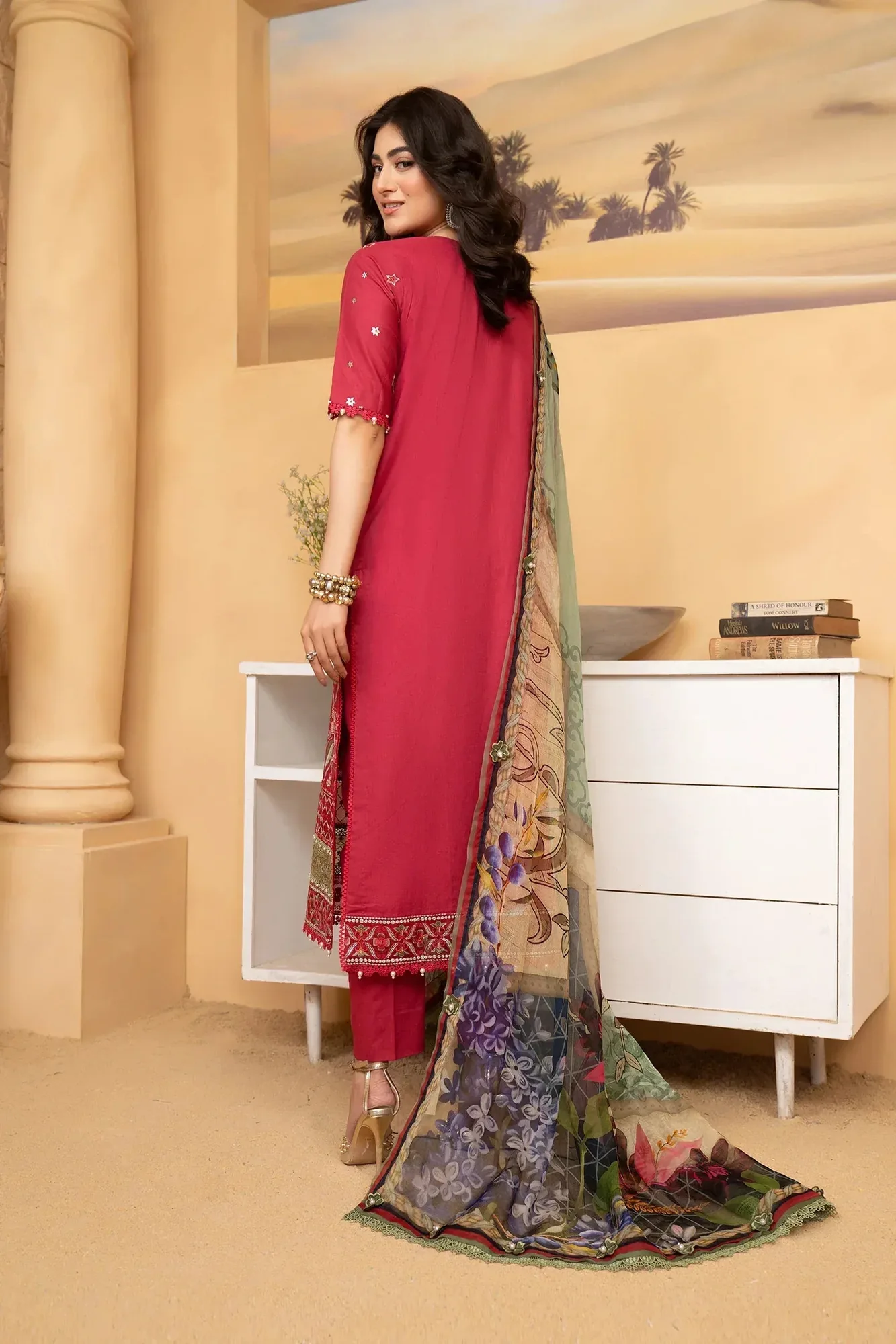 Hemstitch Summer Luxury Lawn 24 Green Organza – view 2 – Poshaq