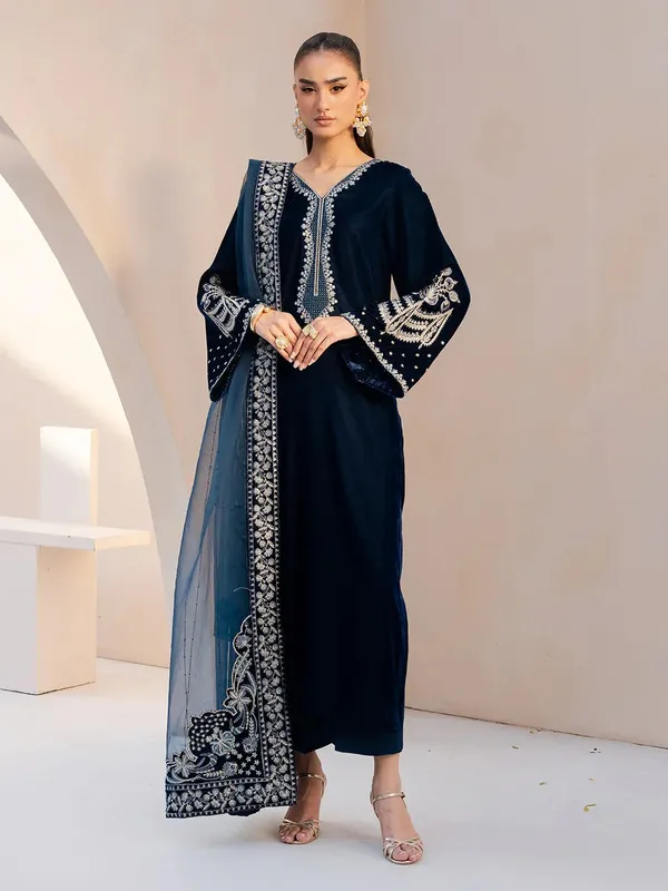 Izel Le Tresor Formals dark navy blue Organza – view 1 – Poshaq