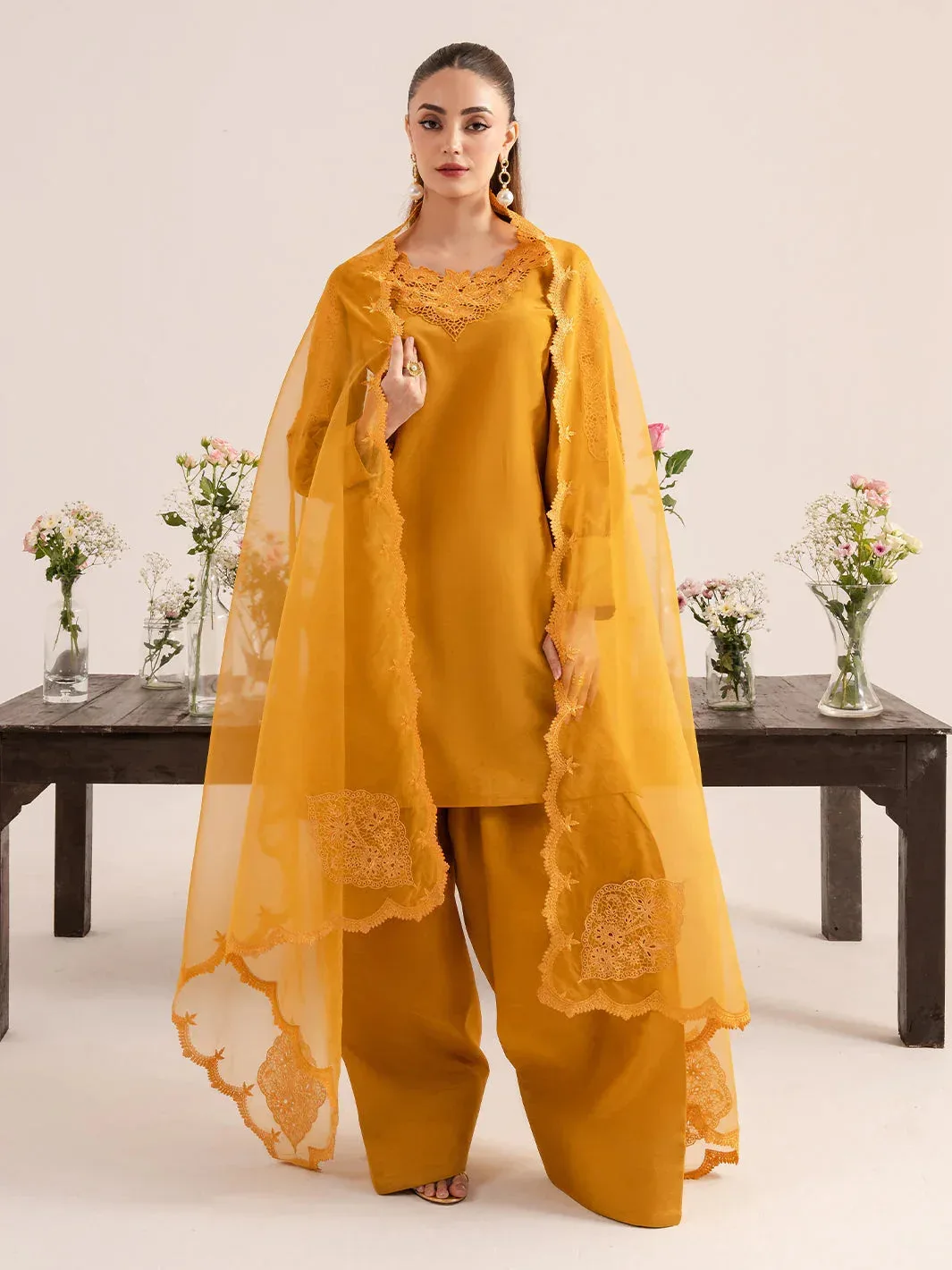 Izel The Silk Chapter Mustard Raw Silk – view 1 – Poshaq