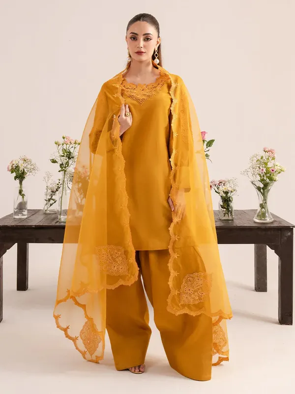 Izel The Silk Chapter Mustard Raw Silk – view 1 – Poshaq