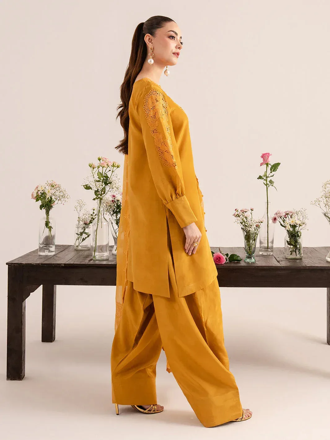 Izel The Silk Chapter Mustard Raw Silk – view 2 – Poshaq