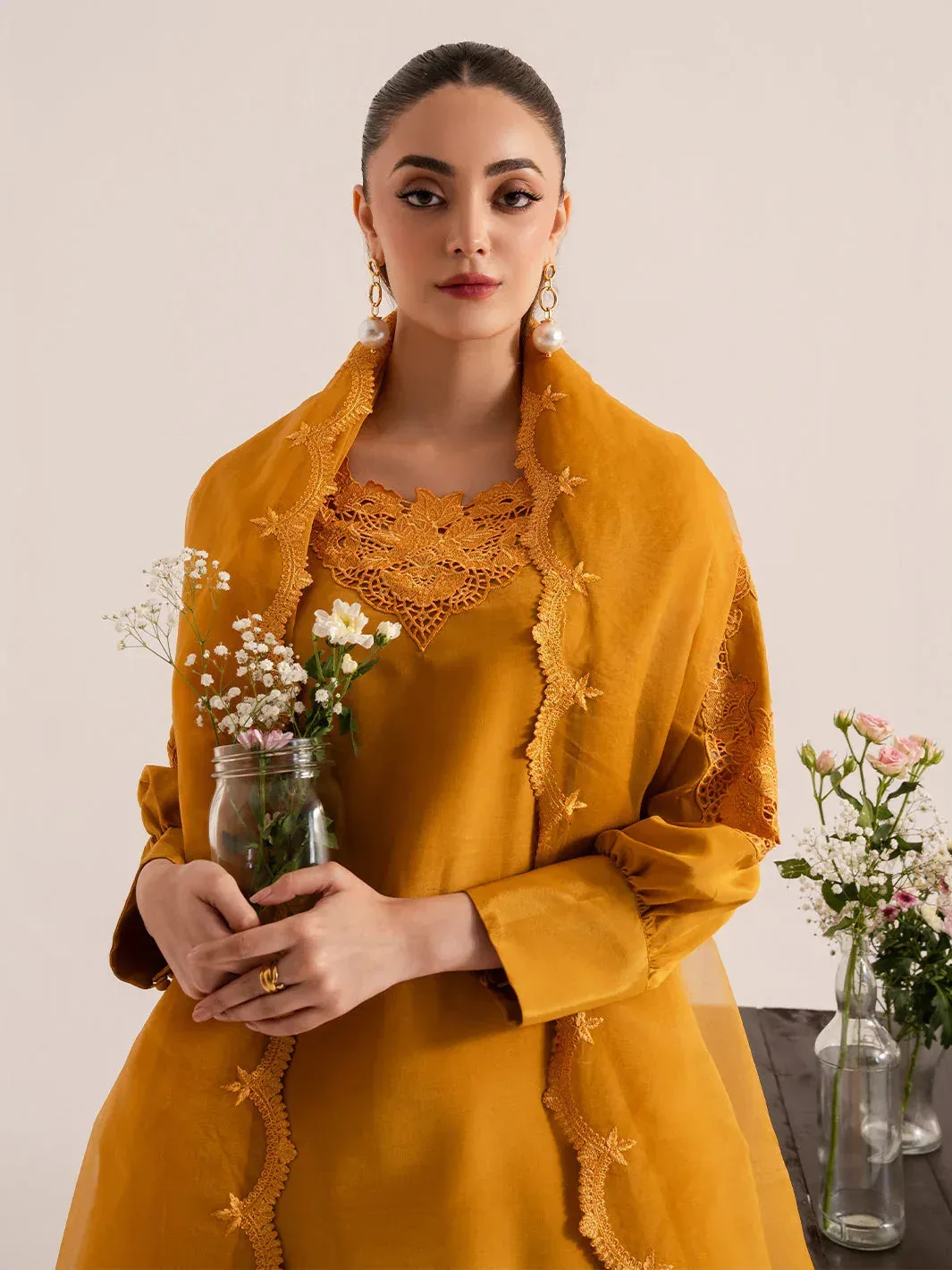 Izel The Silk Chapter Mustard Raw Silk – view 3 – Poshaq