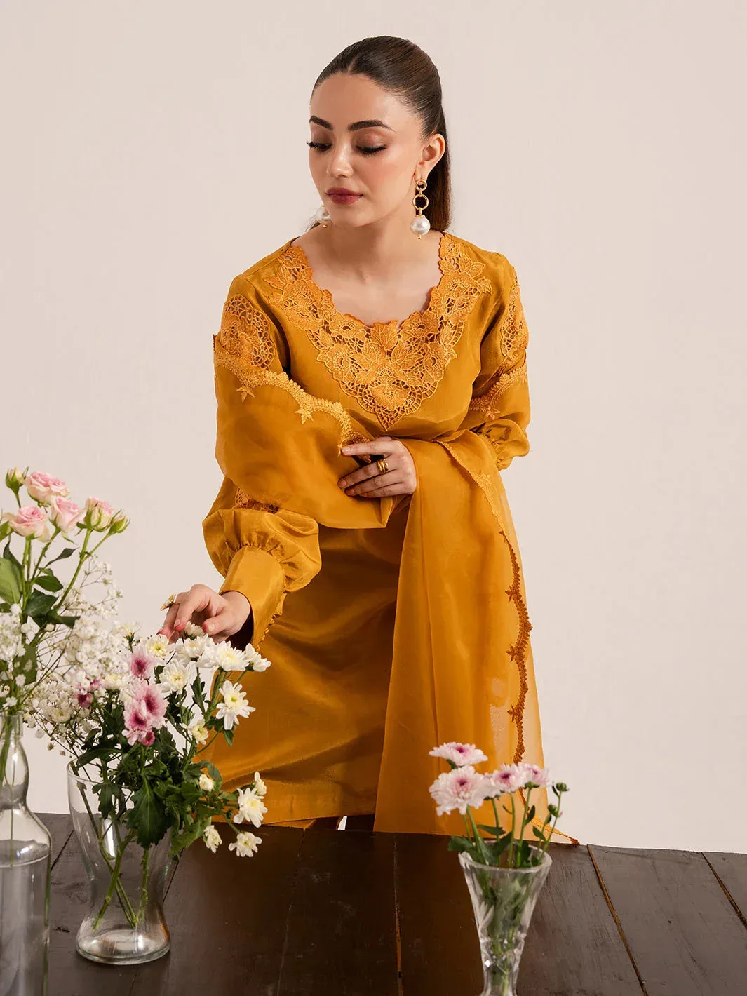 Izel The Silk Chapter Mustard Raw Silk – view 4 – Poshaq