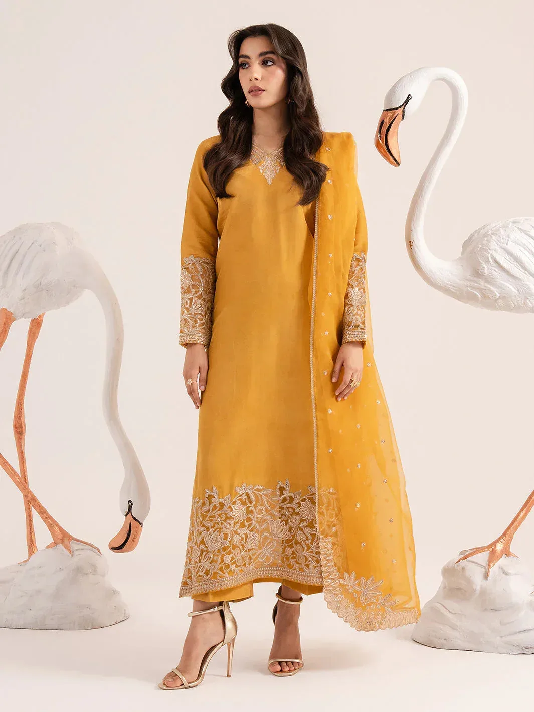 Izel The Silk Chapter Mustard Raw Silk – view 1 – Poshaq