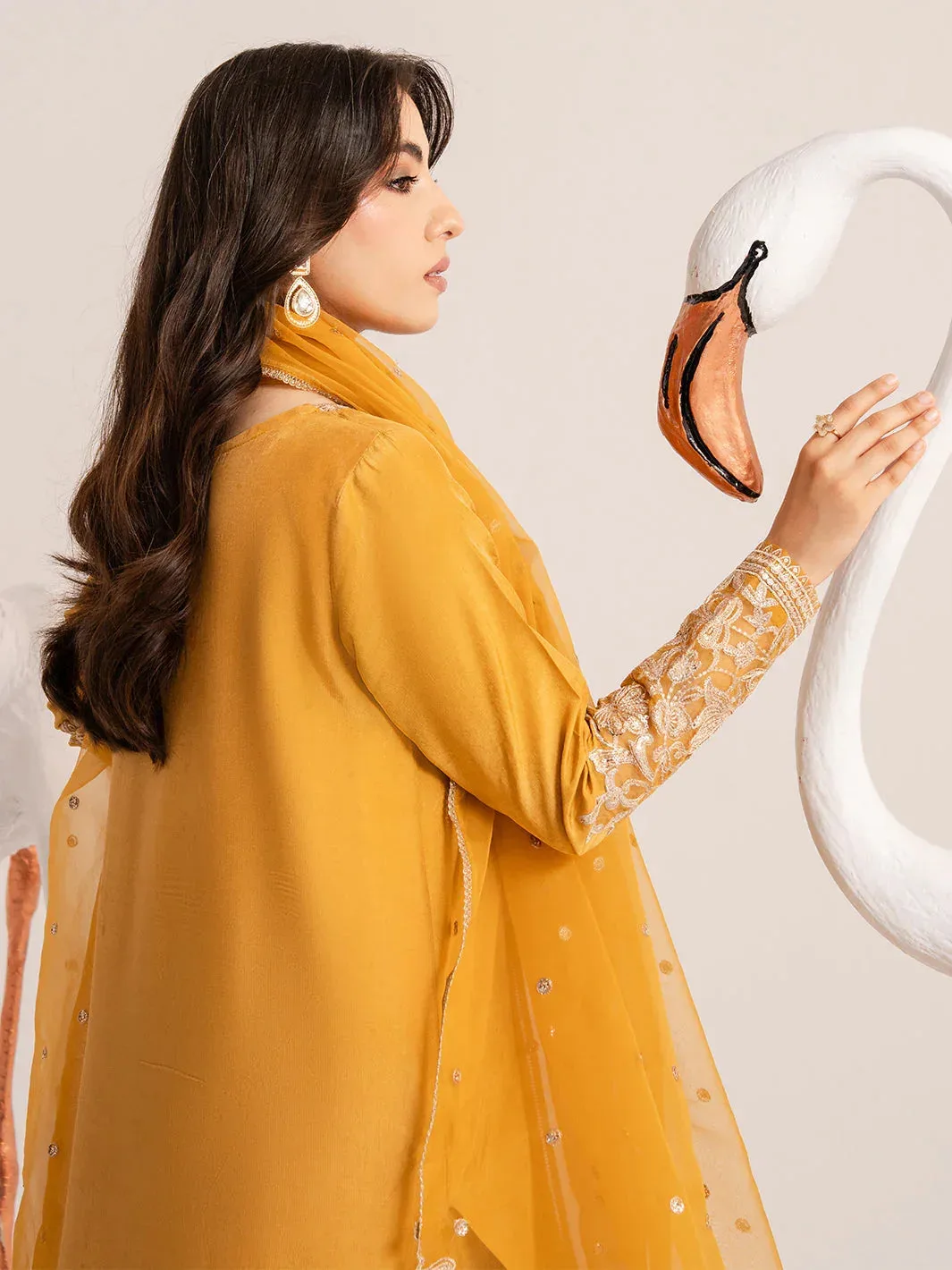 Izel The Silk Chapter Mustard Raw Silk – view 2 – Poshaq