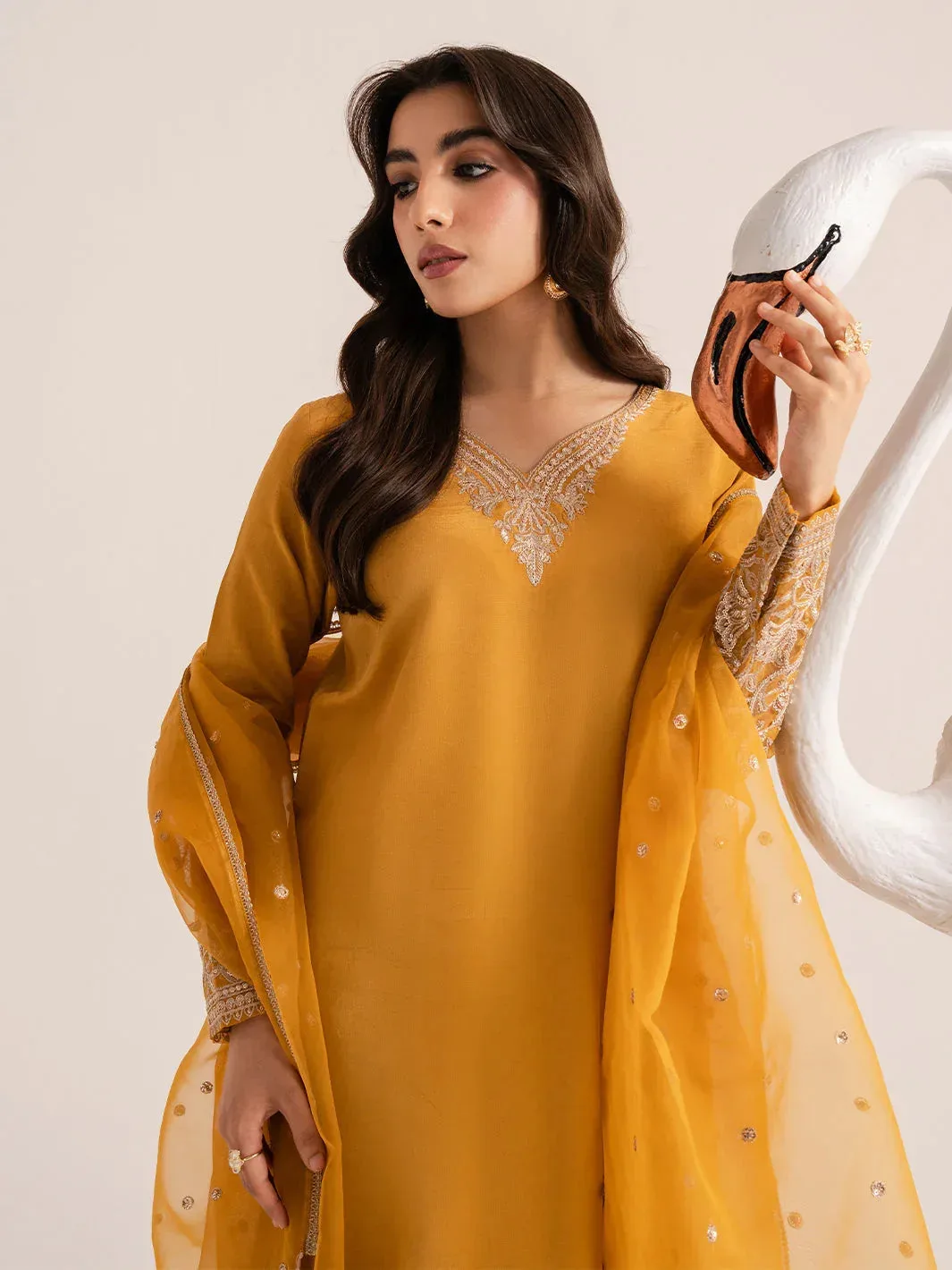 Izel The Silk Chapter Mustard Raw Silk – view 4 – Poshaq