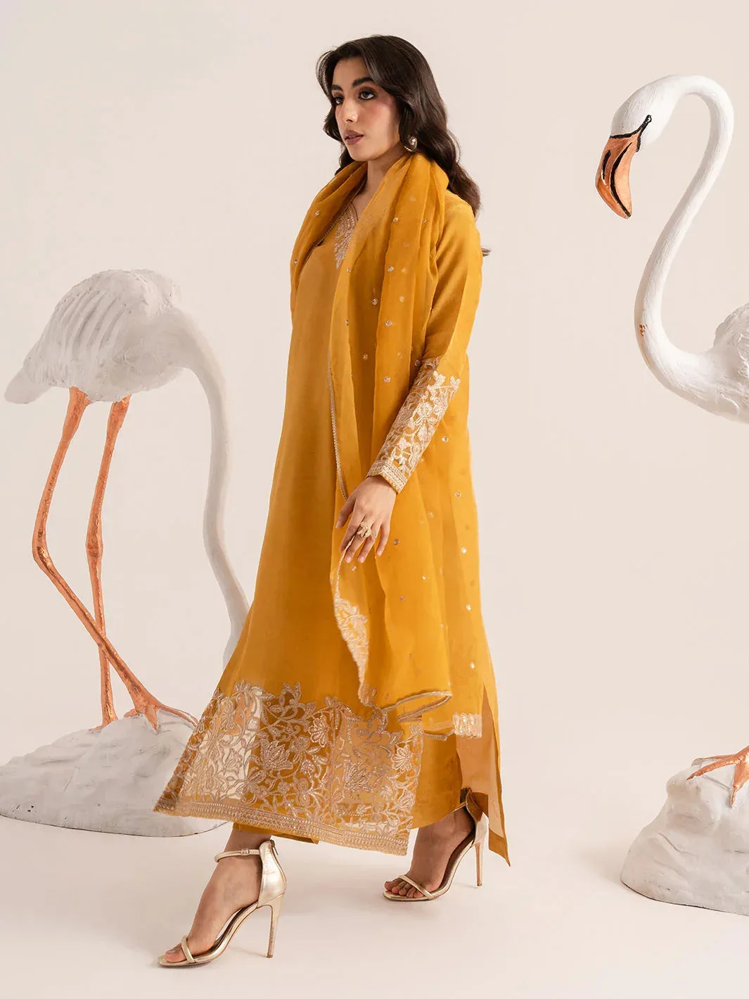 Izel The Silk Chapter Mustard Raw Silk – view 5 – Poshaq