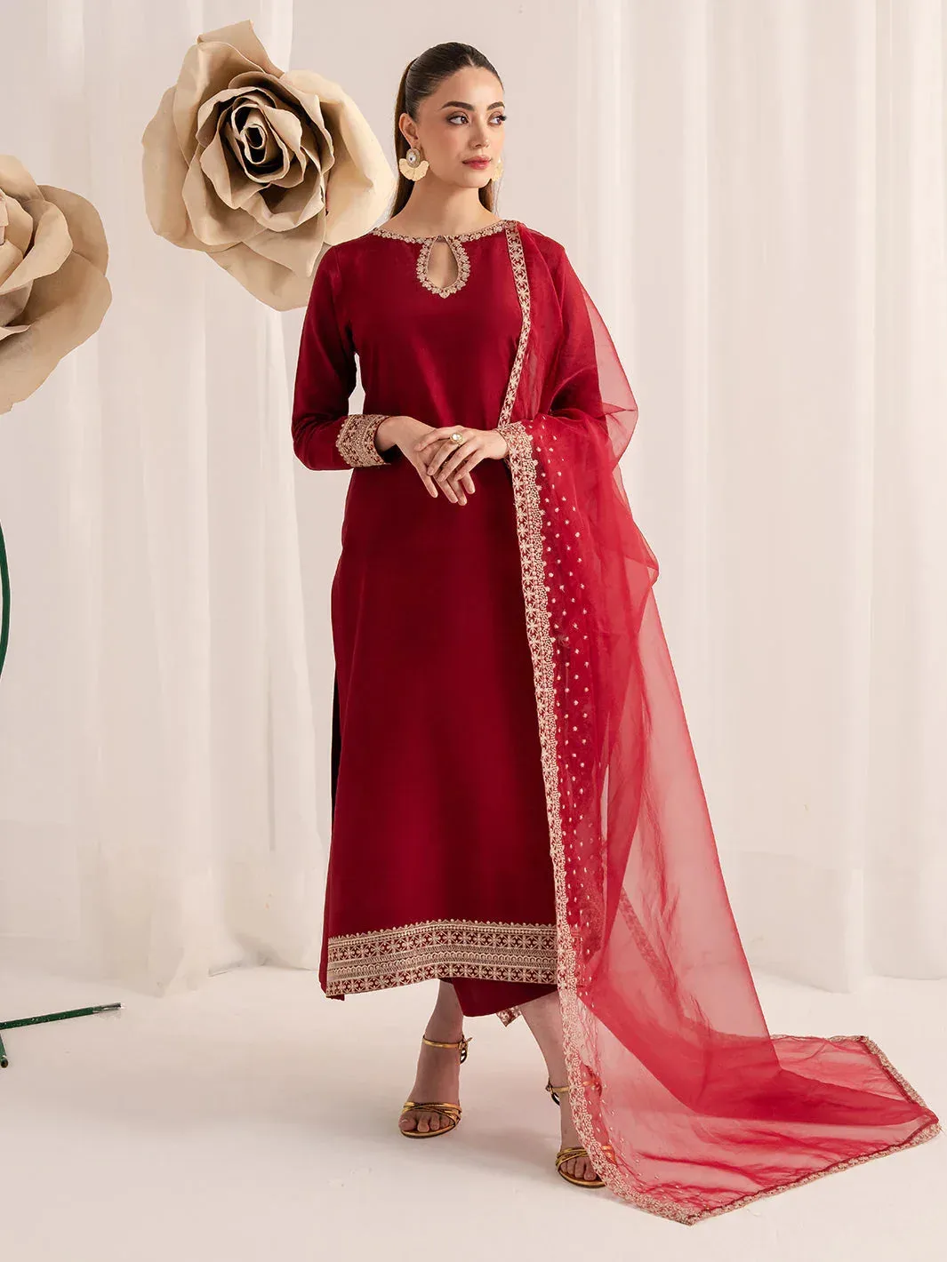Izel The Silk Chapter Red Raw Silk – view 1 – Poshaq