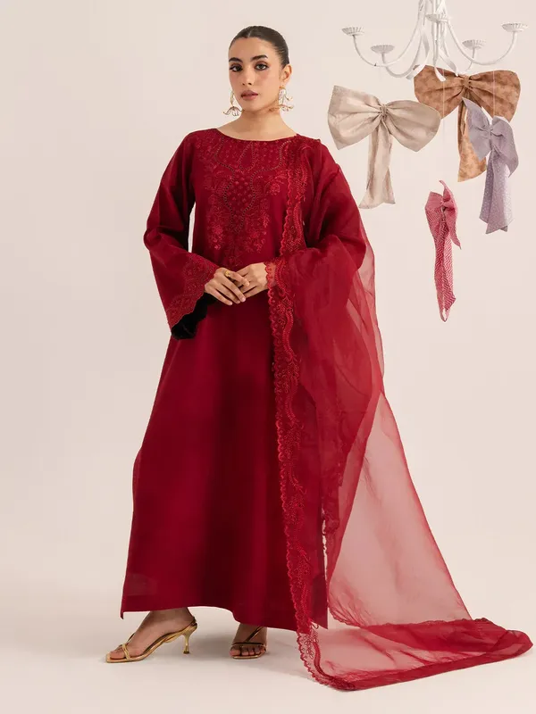 Izel The Silk Chapter Red Raw Silk – view 1 – Poshaq