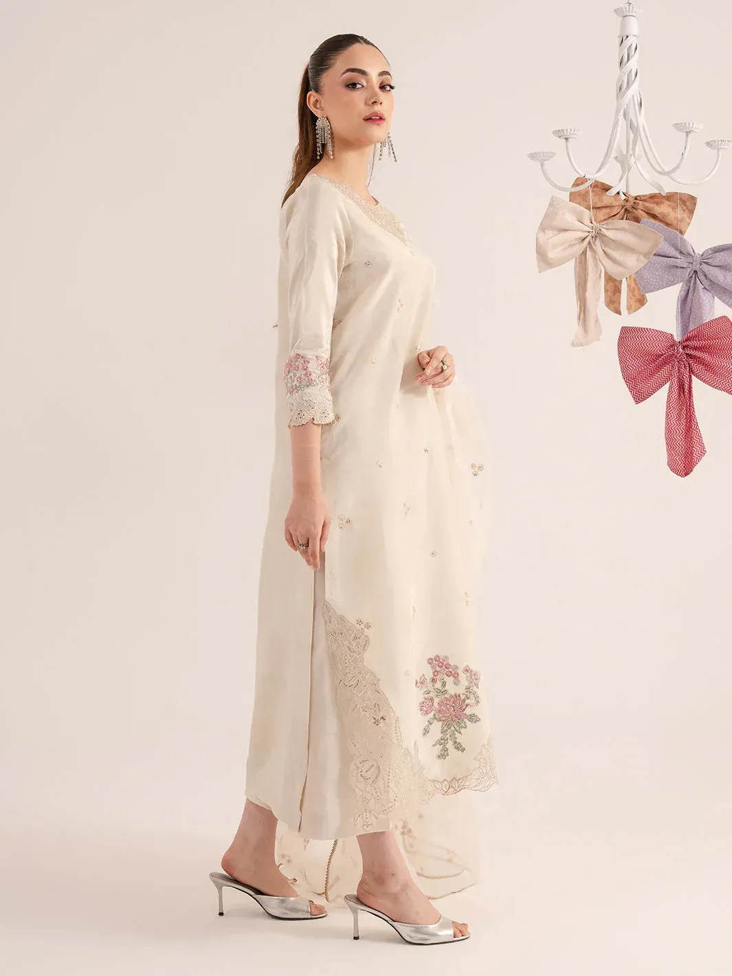 Izel The Silk Chapter Off White Raw Silk – view 2 – Poshaq