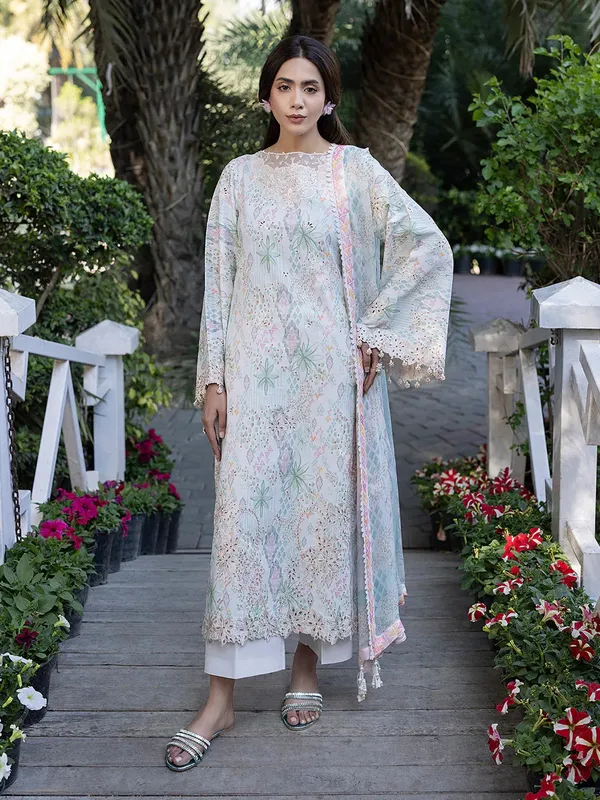 Izel Oh Spring Lawn 25 Off White Organza – view 1 – Poshaq
