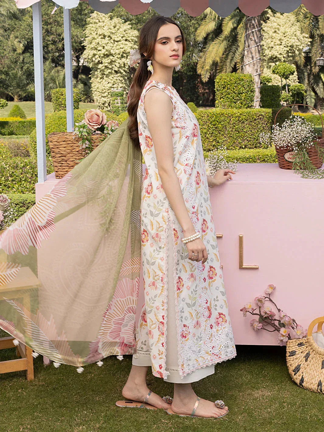 Izel Oh Spring Lawn 25 Off White Chiffon – view 2 – Poshaq