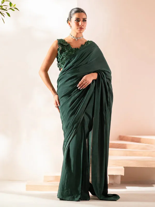 Izel Stardust Luxury Collection Bottle Green Raw Silk – view 1 – Poshaq