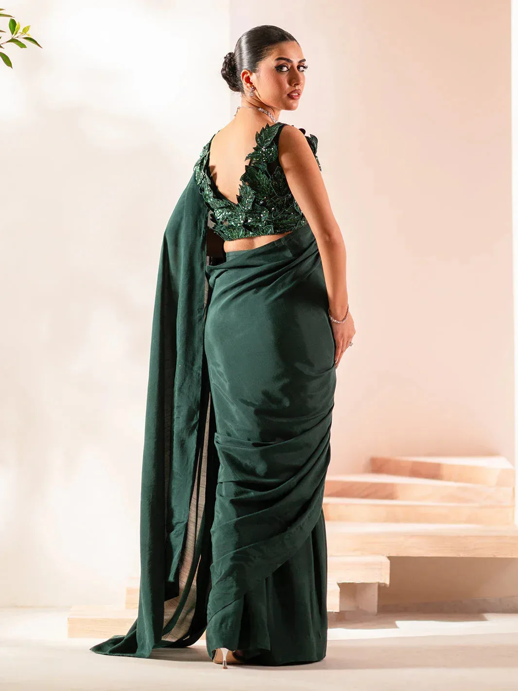 Izel Stardust Luxury Collection Bottle Green Raw Silk – view 2 – Poshaq