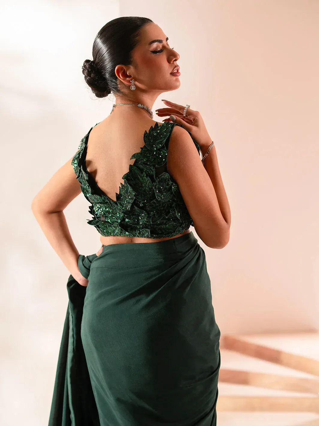 Izel Stardust Luxury Collection Bottle Green Raw Silk – view 5 – Poshaq