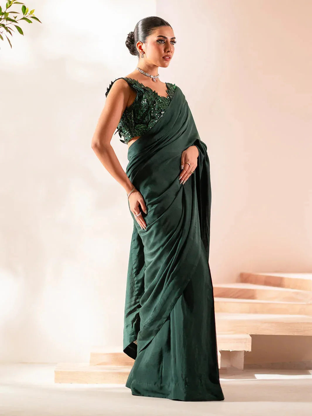 Izel Stardust Luxury Collection Bottle Green Raw Silk – view 6 – Poshaq