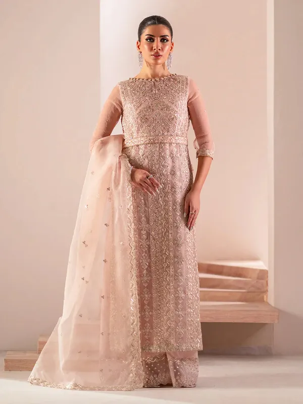 Izel Stardust Luxury Collection Light Pink Raw Silk – view 1 – Poshaq