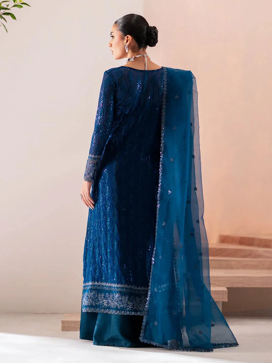 Izel Stardust Luxury Collection Blue Organza – view 2 – Poshaq