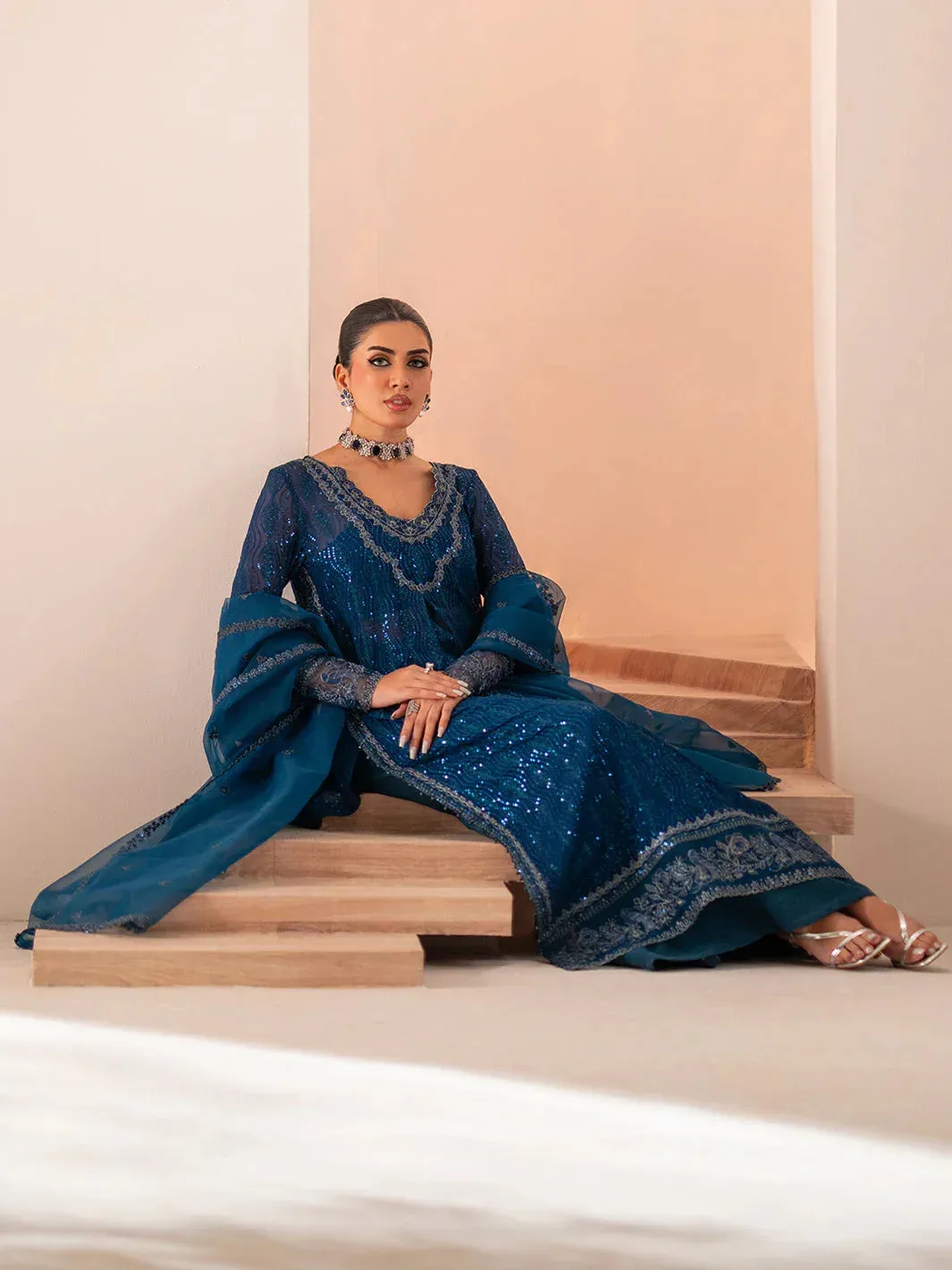 Izel Stardust Luxury Collection Blue Organza – view 5 – Poshaq
