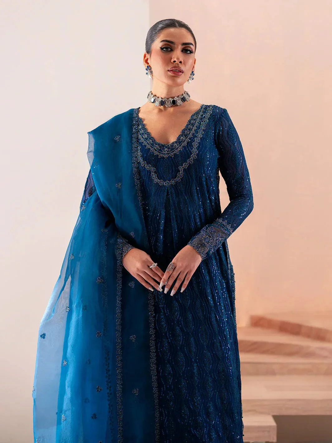 Izel Stardust Luxury Collection Blue Organza – view 6 – Poshaq
