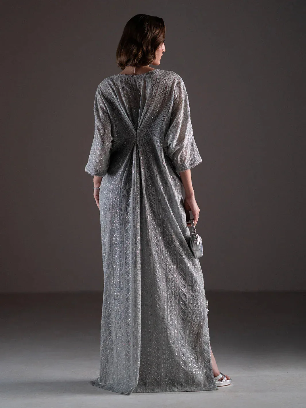 Izel Stardust Luxury Collection Steel Gray Hue Organza – view 2 – Poshaq
