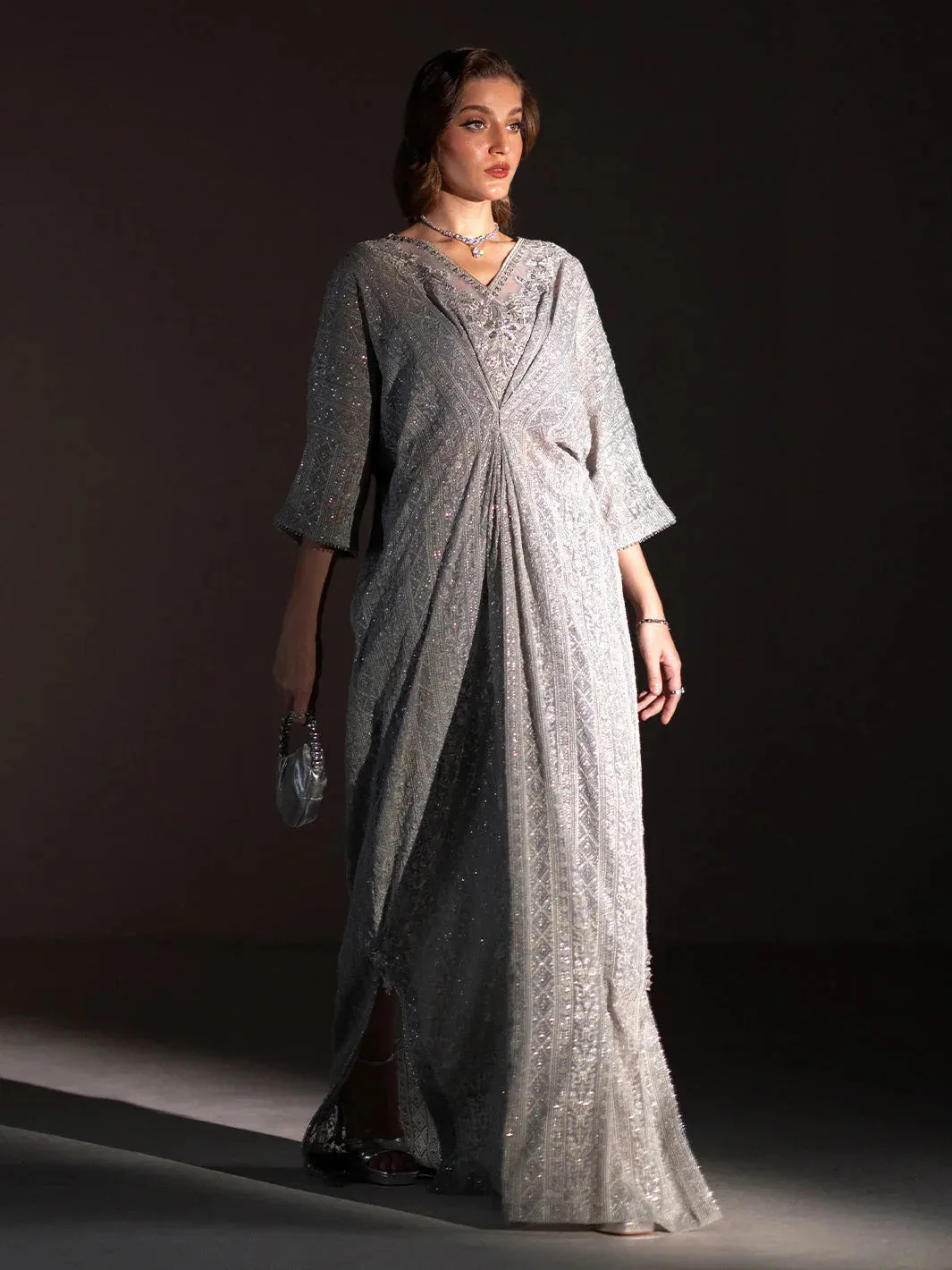 Izel Stardust Luxury Collection Steel Gray Hue Organza – view 5 – Poshaq