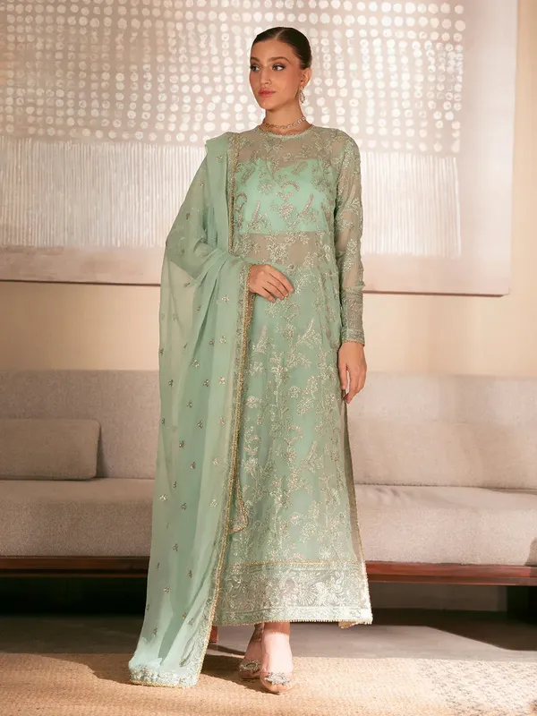 Izel Stardust Luxury Collection IceBery Green Organza – view 1 – Poshaq