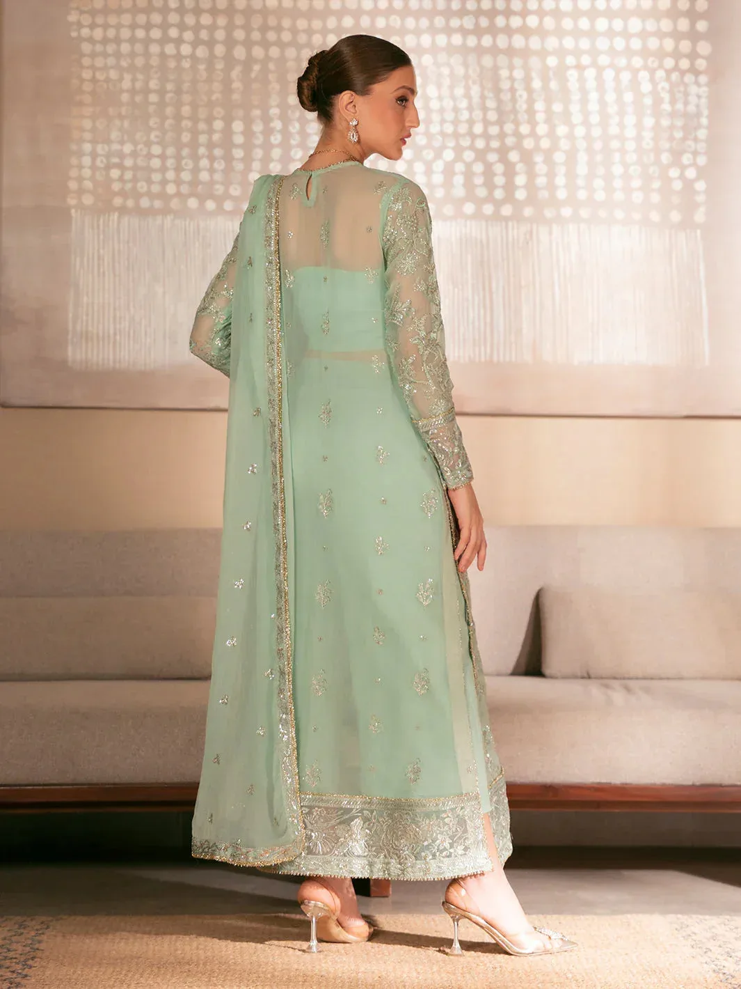 Izel Stardust Luxury Collection IceBery Green Organza – view 2 – Poshaq