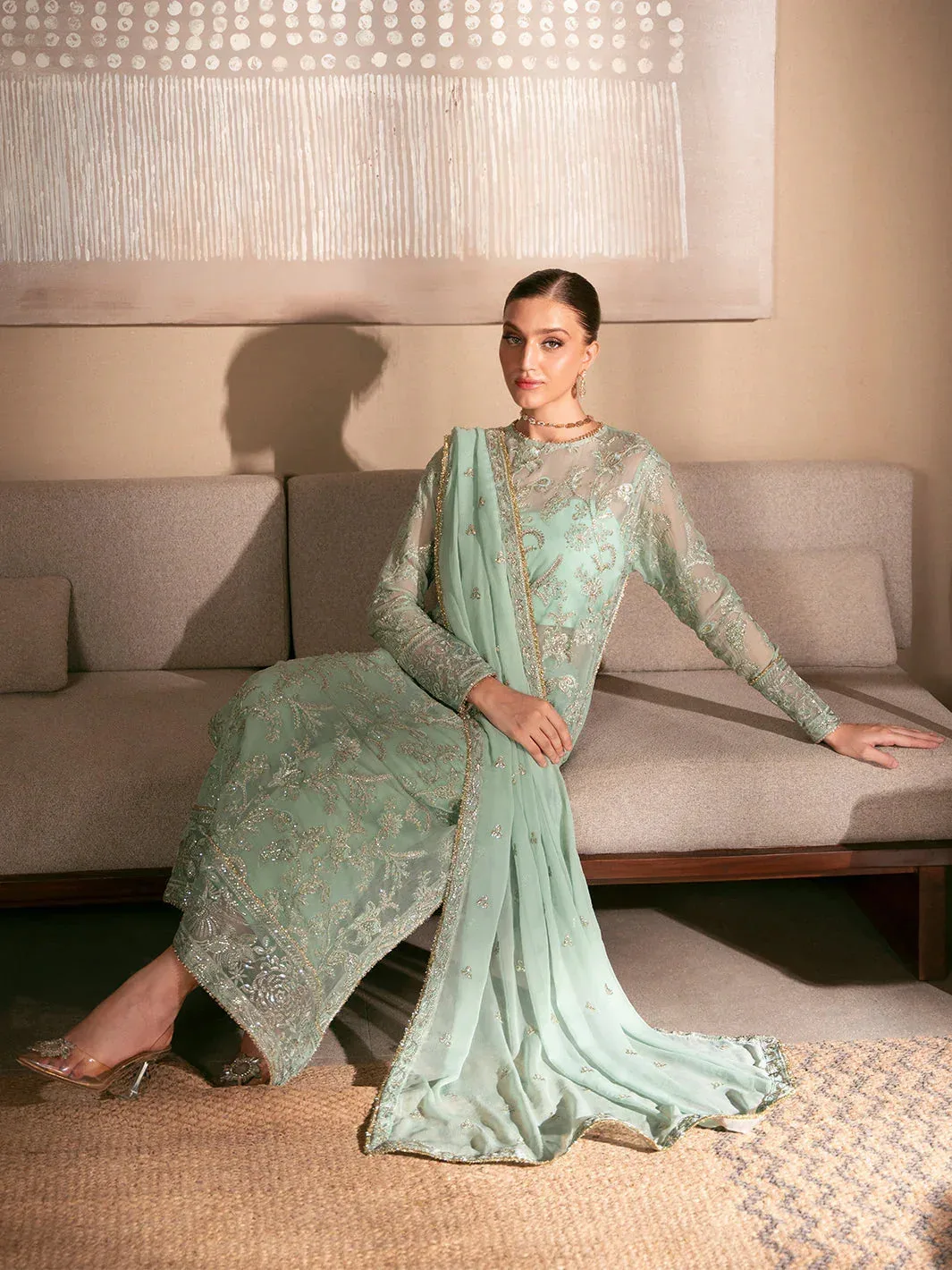 Izel Stardust Luxury Collection IceBery Green Organza – view 4 – Poshaq