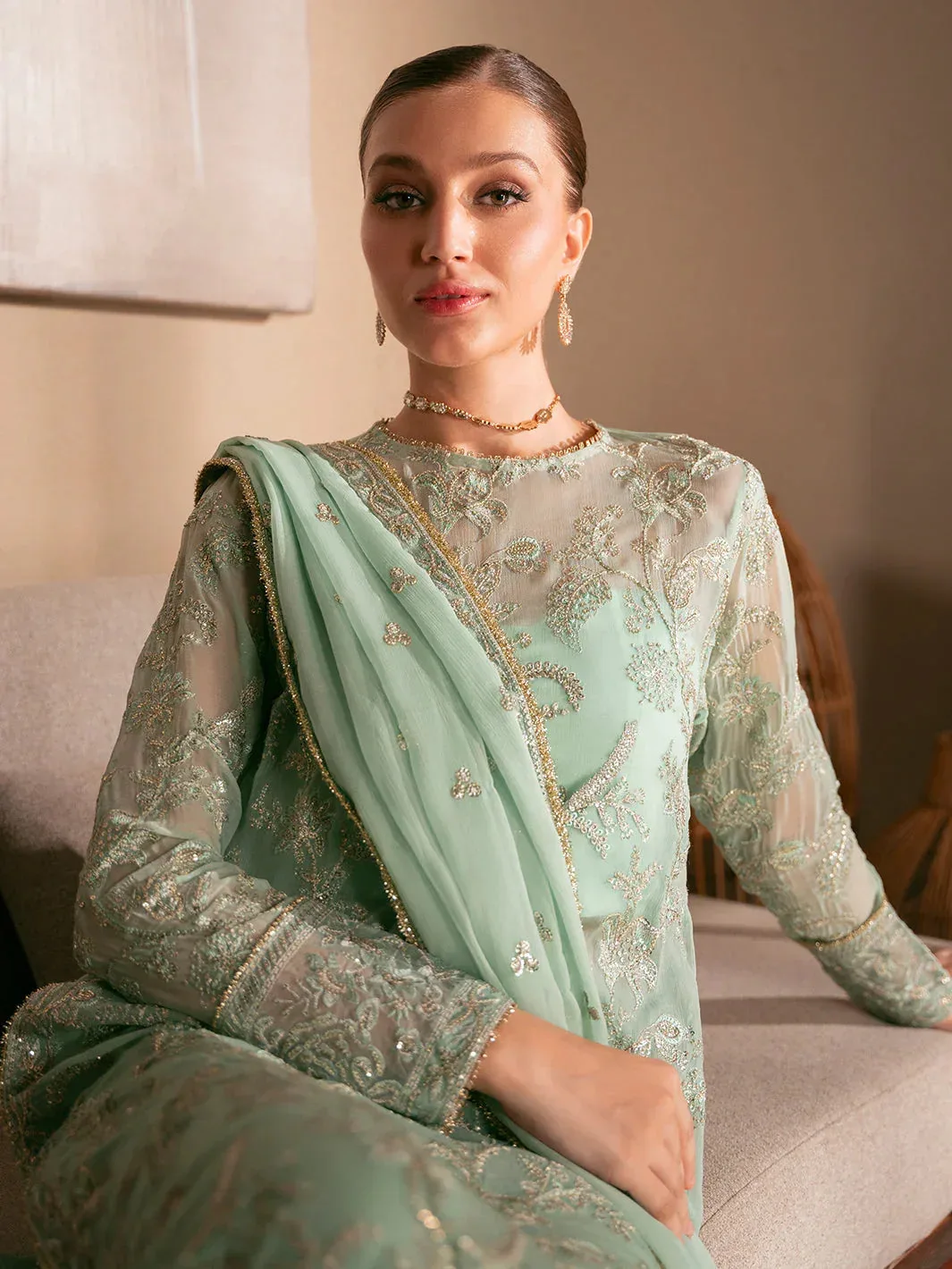 Izel Stardust Luxury Collection IceBery Green Organza – view 5 – Poshaq
