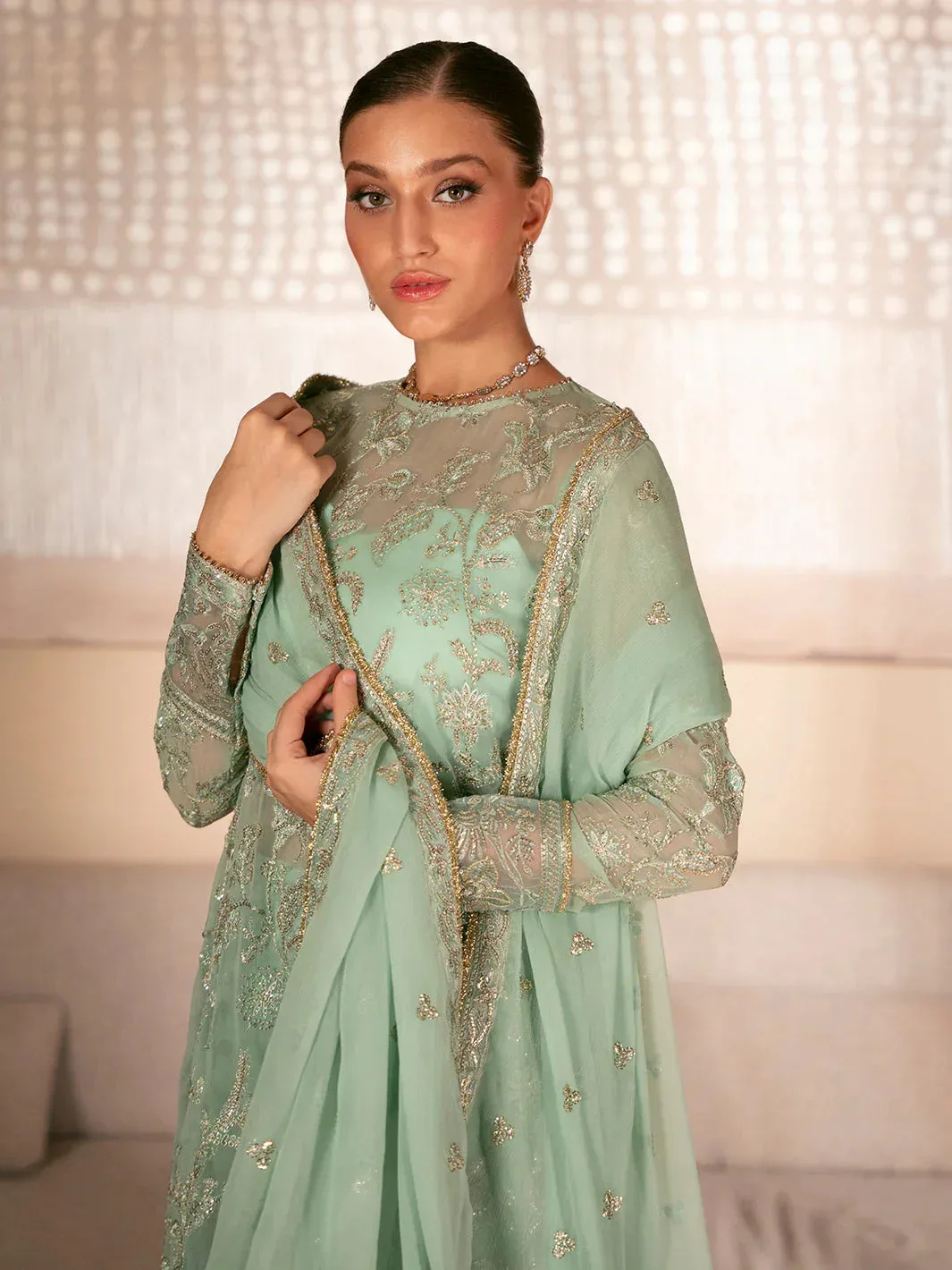 Izel Stardust Luxury Collection IceBery Green Organza – view 6 – Poshaq