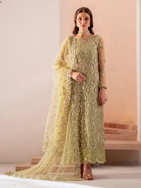 Izel Stardust Luxury Collection Grape Green Organza – view 1 – Poshaq