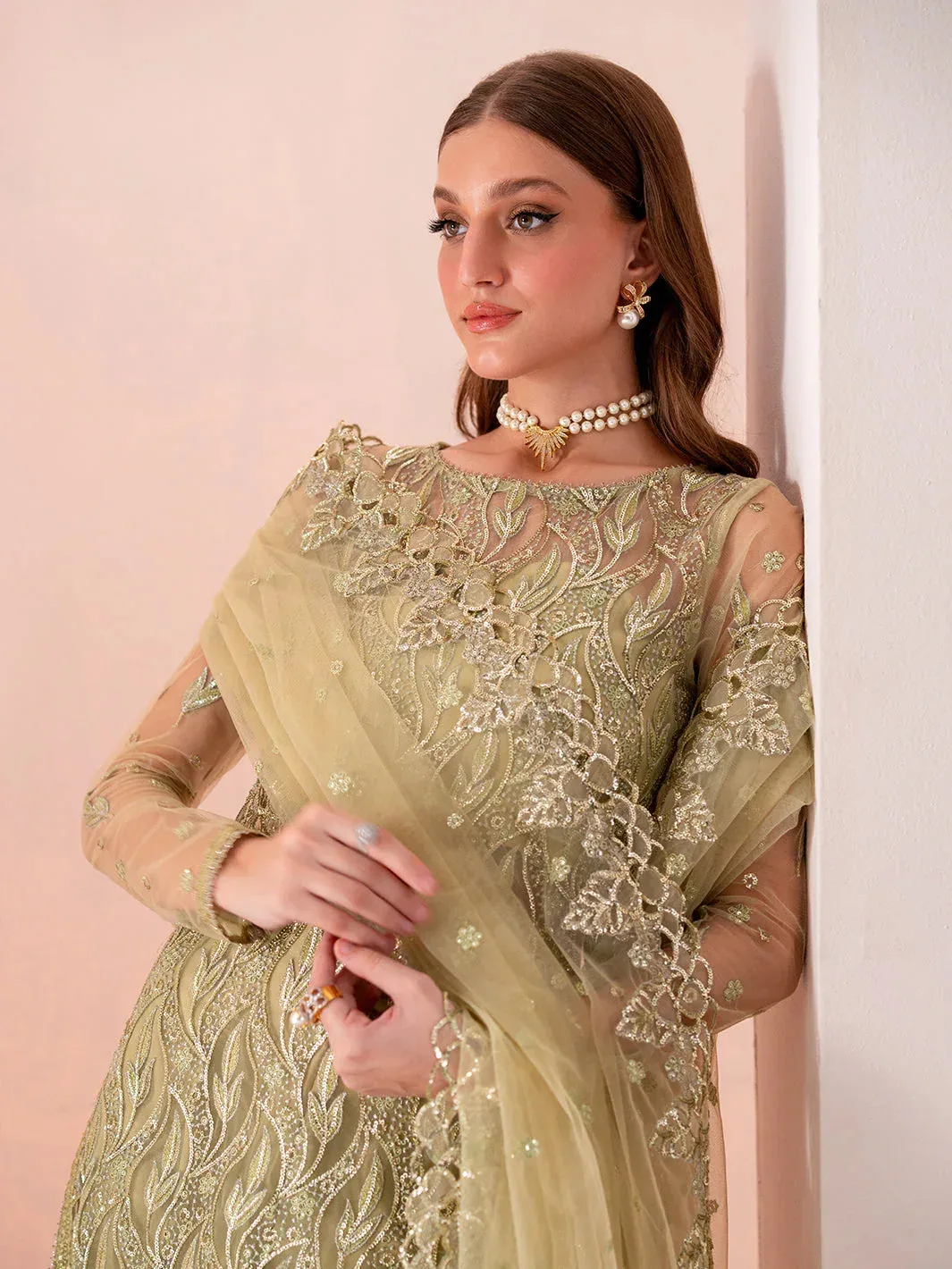 Izel Stardust Luxury Collection Grape Green Organza – view 6 – Poshaq