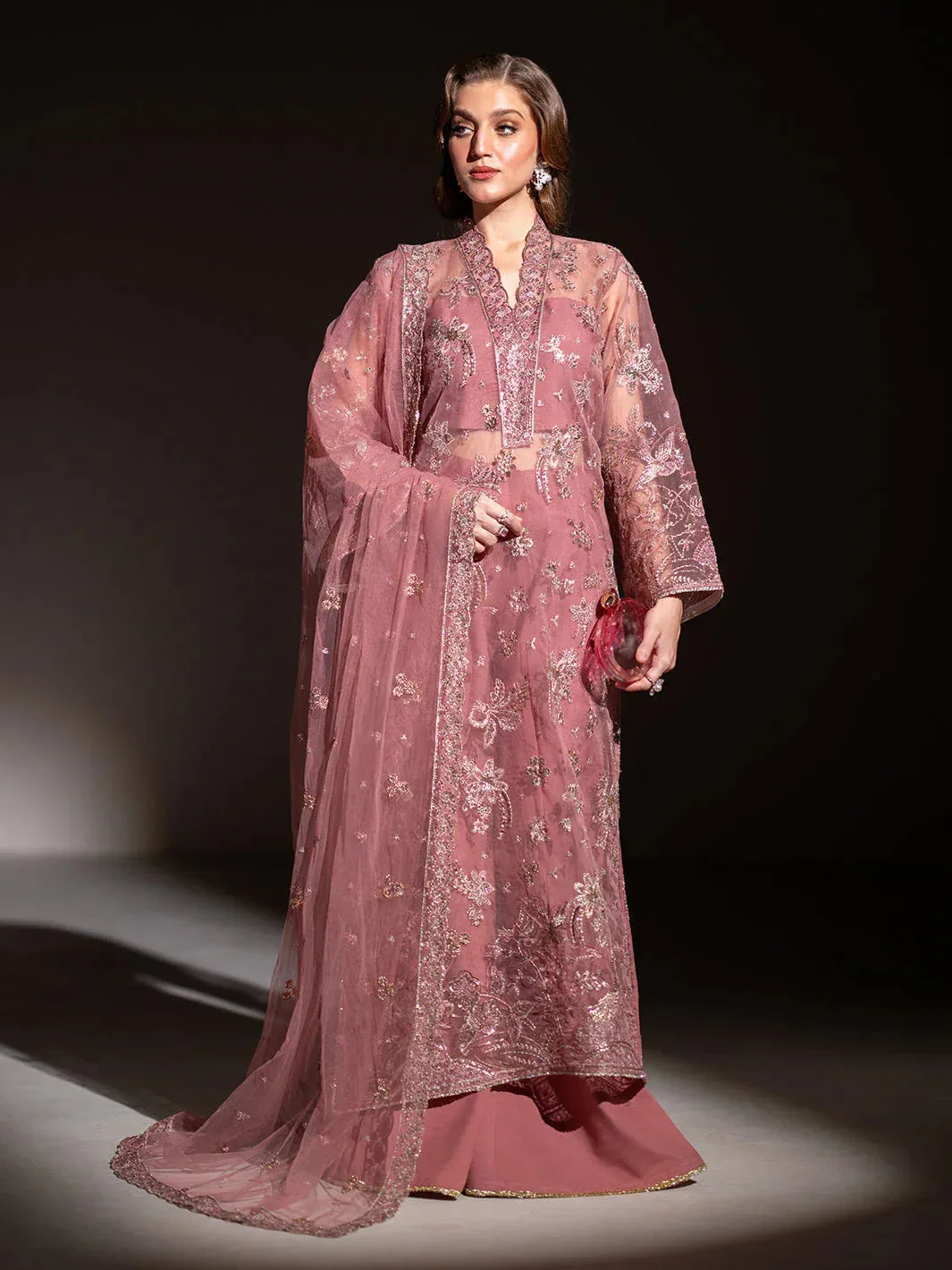 Izel Stardust Luxury Collection Soft Pink Raw Silk – view 1 – Poshaq