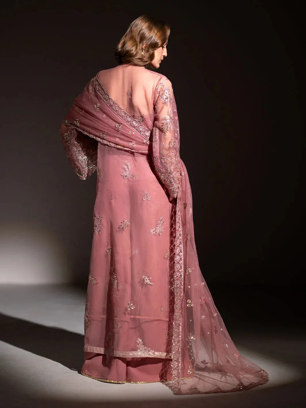 Izel Stardust Luxury Collection Soft Pink Raw Silk – view 2 – Poshaq
