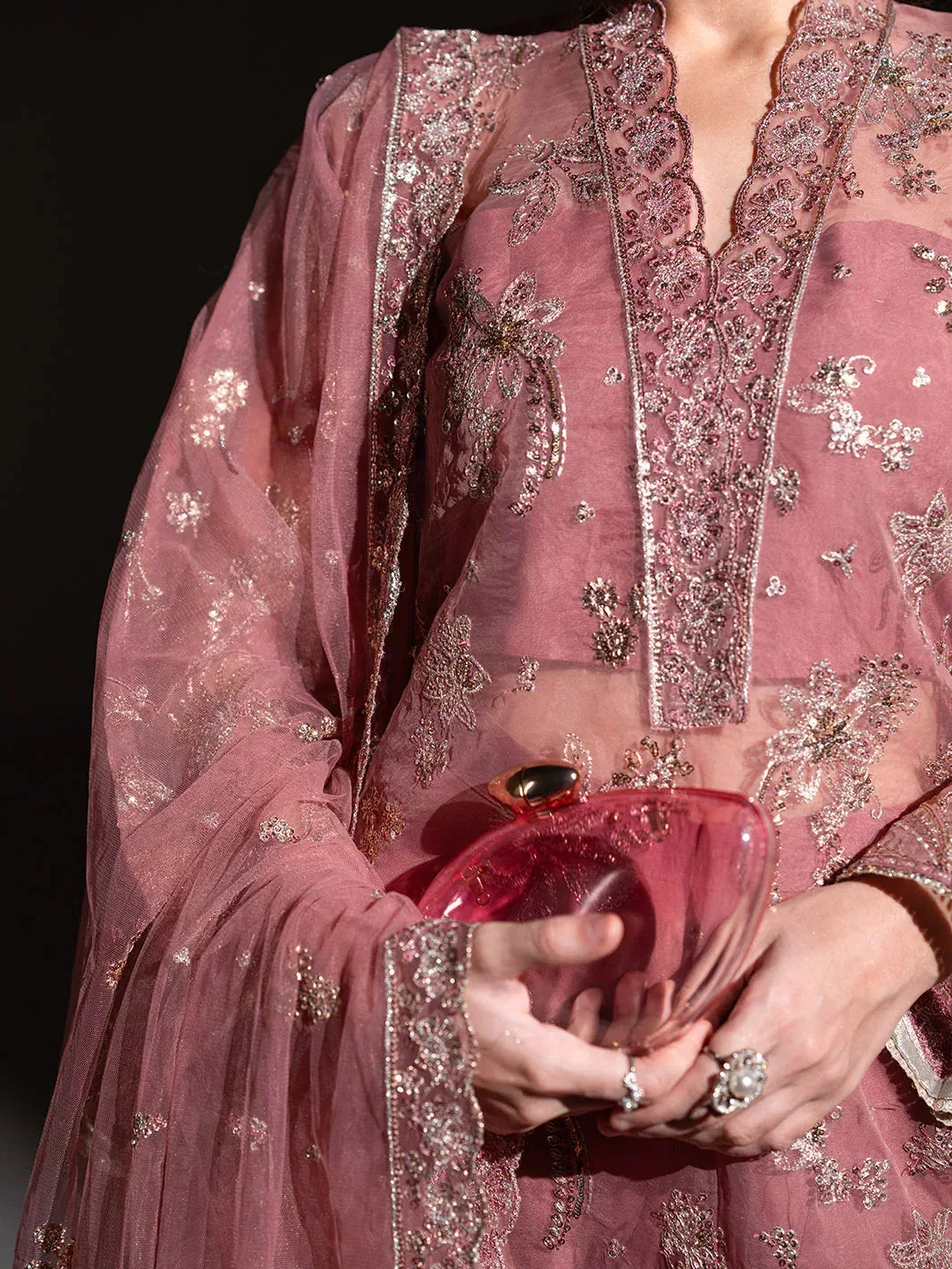 Izel Stardust Luxury Collection Soft Pink Raw Silk – view 3 – Poshaq
